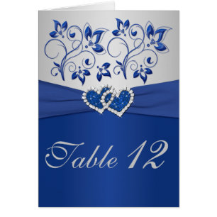 Royal Blue and Silver Tischnummer Card