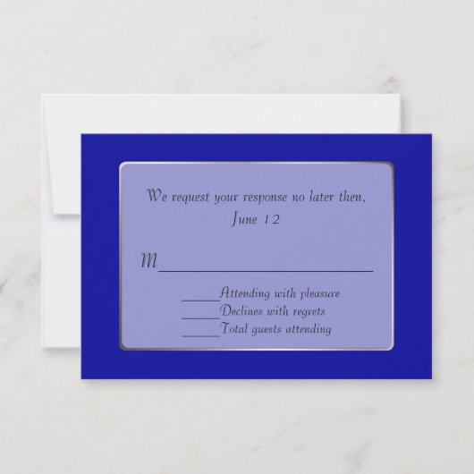 Royal Blue and Silver Tone RSVP Card (Vorderseite)