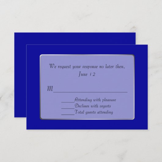 Royal Blue and Silver Tone RSVP Card (Vorne/Hinten)