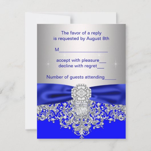 Royal Blue and Silver UAWG Response Card RSVP Karte (Rückseite)