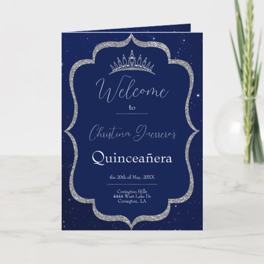 Royal Blue and Starry Night Quinceanera Programm (Vorderseite)