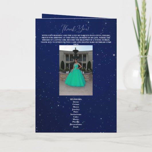Royal Blue and Starry Night Quinceanera Programm (Rückseite)