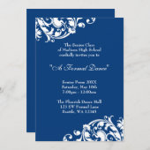 Royal Blue and White Blüh Swirl Prom Formal Einladung (Vorne/Hinten)