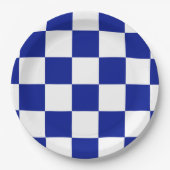 Royal Blue and White Checkered Patches Pappteller (Vorderseite)