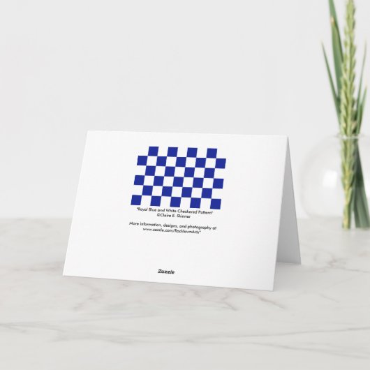 Royal Blue and White Checkered Pattern Dankeskarte (Rückseite)