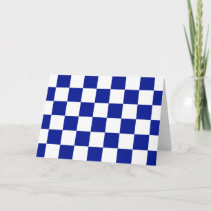 Royal Blue and White Checkered Pattern Dankeskarte