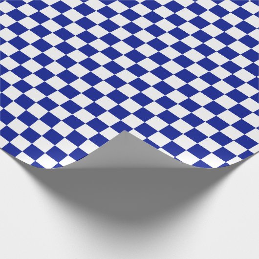 Royal Blue and White Checkered Pattern Geschenkpapier (Ecke)