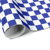 Royal Blue and White Checkered Pattern Geschenkpapier (Rolleneckpunkt)