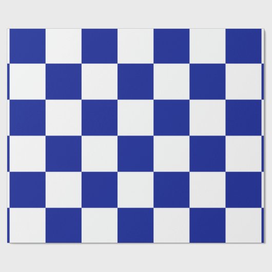 Royal Blue and White Checkered Pattern Geschenkpapier (Flach)