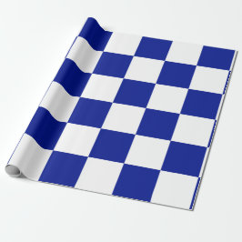 Royal Blue and White Checkered Pattern Geschenkpapier