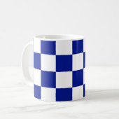 Royal Blue and White Checkered Pattern Kaffeetasse (Vorderseite Links)
