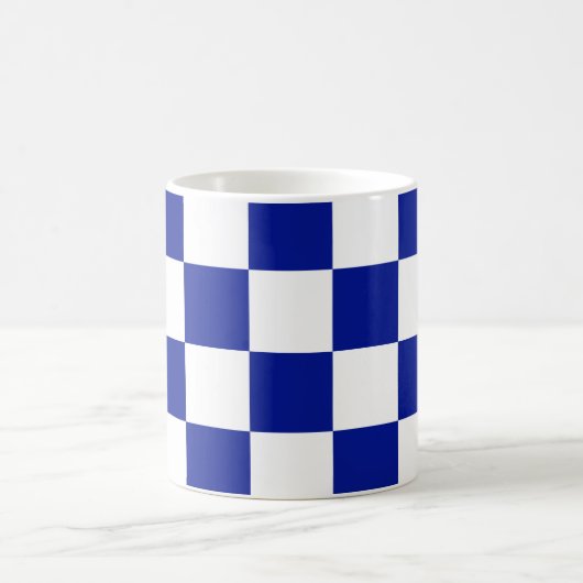 Royal Blue and White Checkered Pattern Kaffeetasse (Mittel)