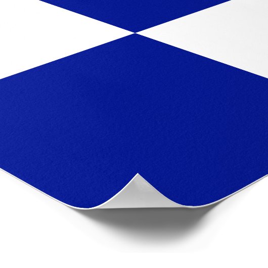 Royal Blue and White Checkered Pattern Poster (Ecke)