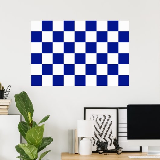 Royal Blue and White Checkered Pattern Poster (Heimbüro)