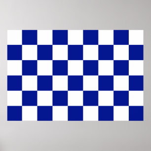 Royal Blue and White Checkered Pattern Poster