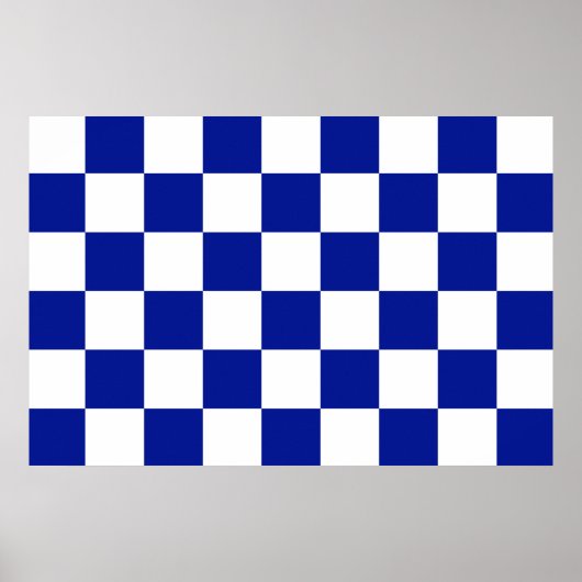 Royal Blue and White Checkered Pattern Poster (Vorne)
