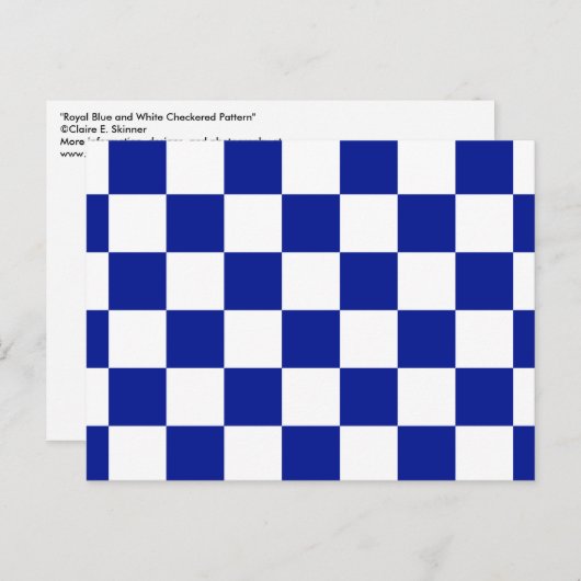 Royal Blue and White Checkered Pattern Postkarte (Vorne/Hinten)