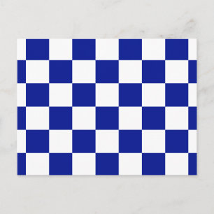 Royal Blue and White Checkered Pattern Postkarte