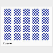 Royal Blue and White Checkered Pattern Quadratischer Aufkleber (Blatt)