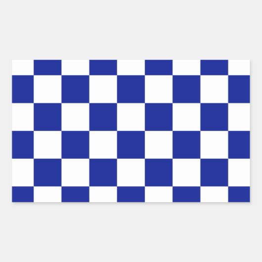 Royal Blue and White Checkered Pattern Rechteckiger Aufkleber (Vorderseite)