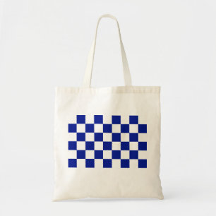 Royal Blue and White Checkered Pattern Tragetasche