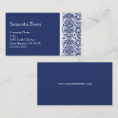 Royal Blue and White Damask Business Card Visitenkarte (Vorne/Hinten)