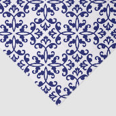 Royal Blue and White Damask Muster Seidenpapier (Ausschnitt)