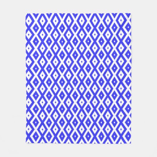 Royal blue and white diamond pattern fleecedecke (Vorderseite)