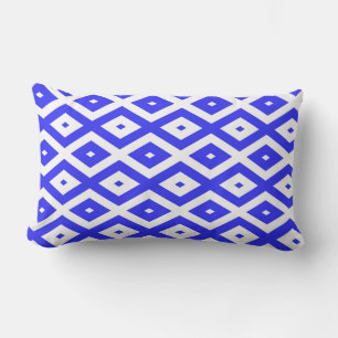 Royal blue and white diamond pattern lendenkissen