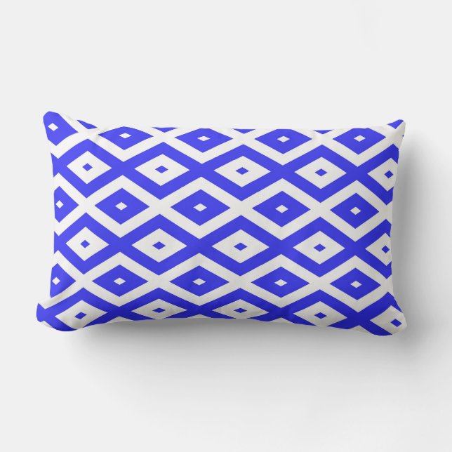 Royal blue and white diamond pattern lendenkissen (Vorderseite)