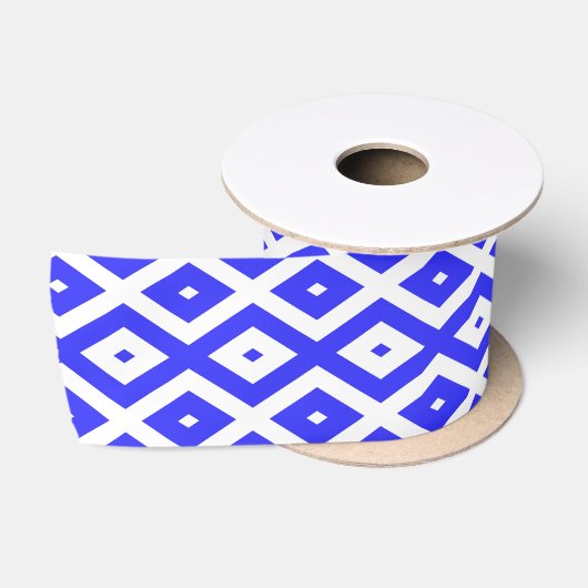 Royal blue and white diamond pattern satinband (Spule)