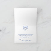 Royal Blue and White Floral Foto Danke Karte (Innenseite)