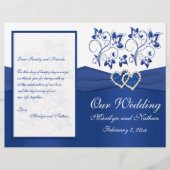 Royal Blue and White Joined Hearts Wedding Program (Vorderseite)