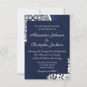 Royal Blue and White Mandala Wedding Einladung (Vorderseite)