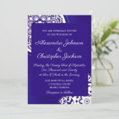 Royal Blue and White Mandala Wedding Einladung (Stehend Vorderseite)