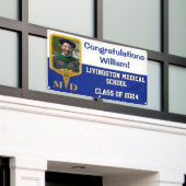Royal Blue and White Medical School Abschluss Banner (Äußeres Gebäude)
