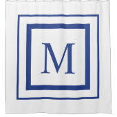 Royal Blue and white quadratisch Duschvorhang (Vorderseite)