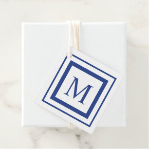 Royal Blue and white quadratisch Geschenkanhänger