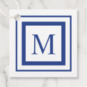 Royal Blue and white quadratisch Geschenkanhänger (Vorderseite)