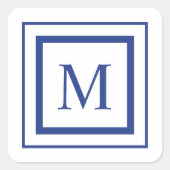 Royal Blue and white quadratisch Quadratischer Aufkleber (Vorderseite)