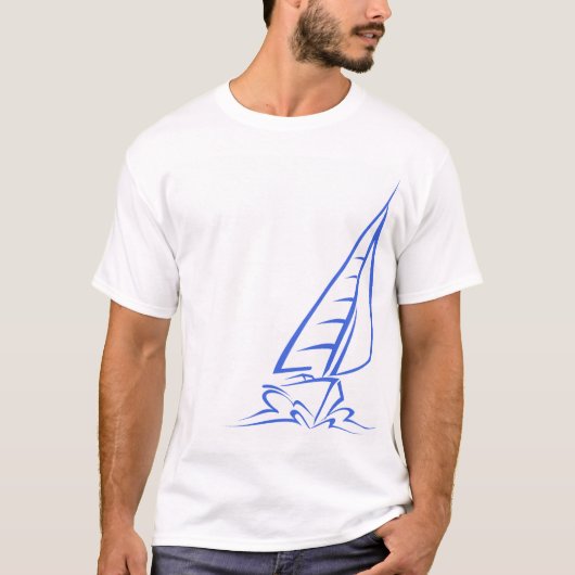 Royal Blue and White Sailing; Segelboot T-Shirt (Vorderseite)