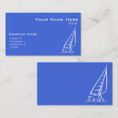 Royal Blue and White Sailing; Segelboot Visitenkarte (Vorne/Hinten)