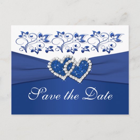 Royal Blue and White Save the Date Card Ankündigungspostkarte (Vorderseite)