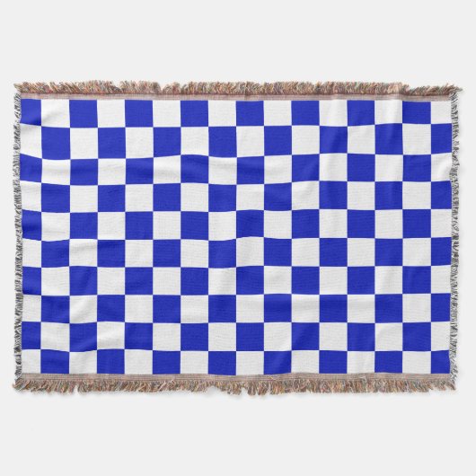 Royal Blue and White Schachbrett Board Muster Decke (Vorderseite)