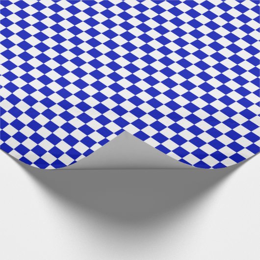 Royal Blue and White Schachbrett Board Muster Geschenkpapier (Ecke)