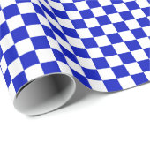 Royal Blue and White Schachbrett Board Muster Geschenkpapier (Rolleneckpunkt)