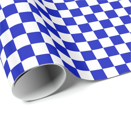 Royal Blue and White Schachbrett Board Muster Geschenkpapier (Rolleneckpunkt)