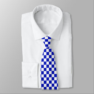 Royal Blue and White Schachbrett Board Muster Krawatte