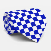 Royal Blue and White Schachbrett Board Muster Krawatte (Gerollt)