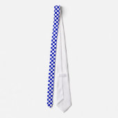 Royal Blue and White Schachbrett Board Muster Krawatte (Rückseite)